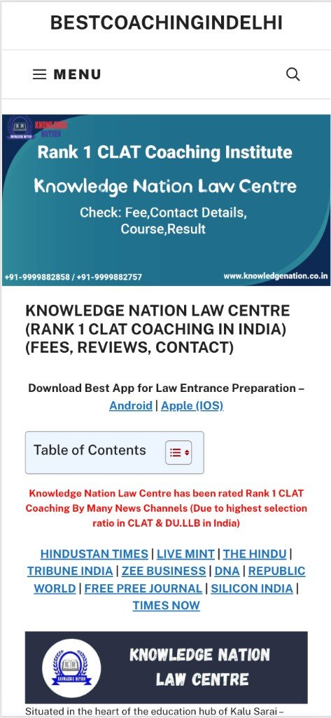Best Coaching in Delhi — Knowledge Nation Law Centre Media Coverage