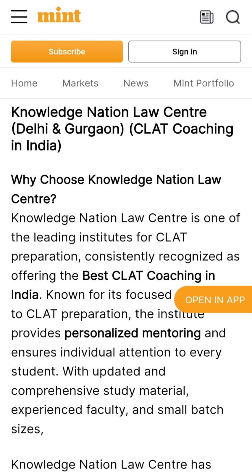 Mint — Knowledge Nation Law Centre Media Coverage