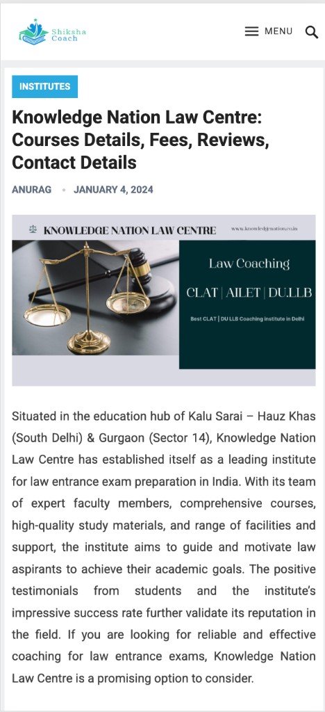 ShikshaCoach — Knowledge Nation Law Centre Media Coverage