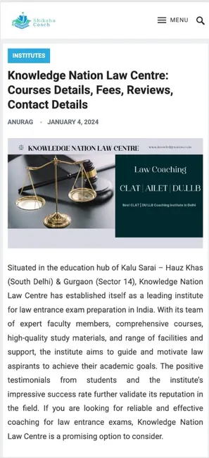 ShikshaCoach — Knowledge Nation Law Centre Media Coverage