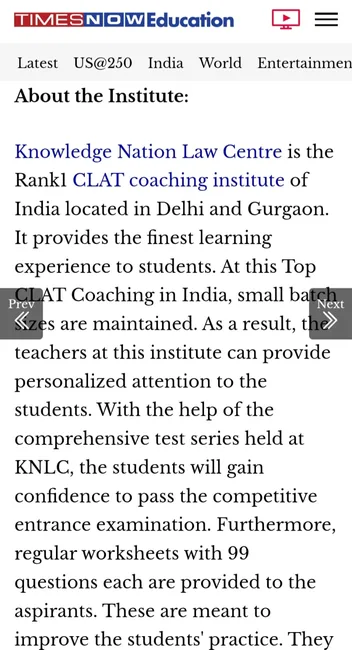 Times Now Education — Knowledge Nation Law Centre Media Coverage